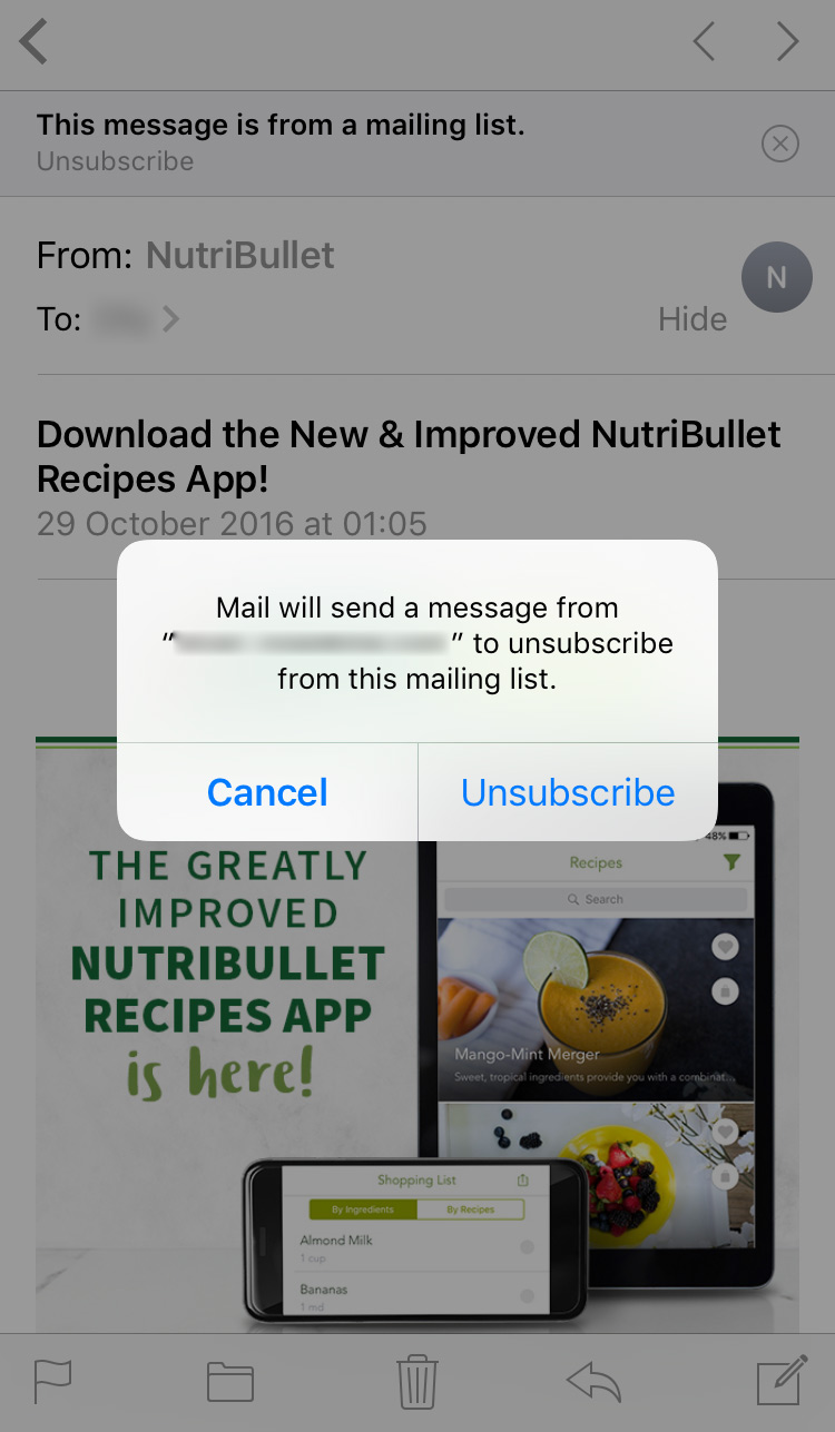 ios unsubscribe feature